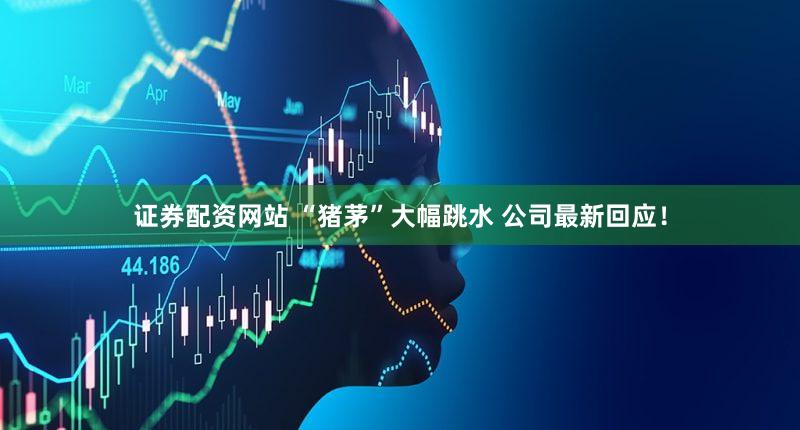 证券配资网站 “猪茅”大幅跳水 公司最新回应！