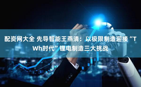 配资网大全 先导智能王燕清：以极限制造迎接“TWh时代”锂电制造三大挑战